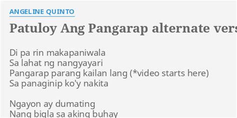nang sumilip ang pasas|Patuloy Ang Pangarap (Main Version) .